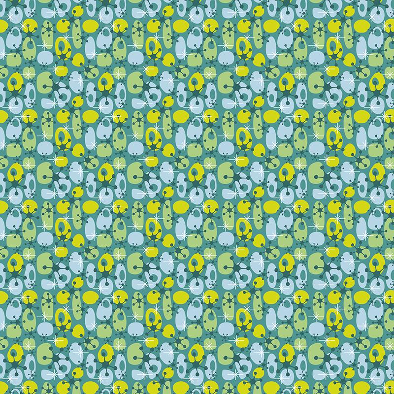 Set de materiale hainute pentru papusi Couture Multiflowers - petrol, Dress Your Doll