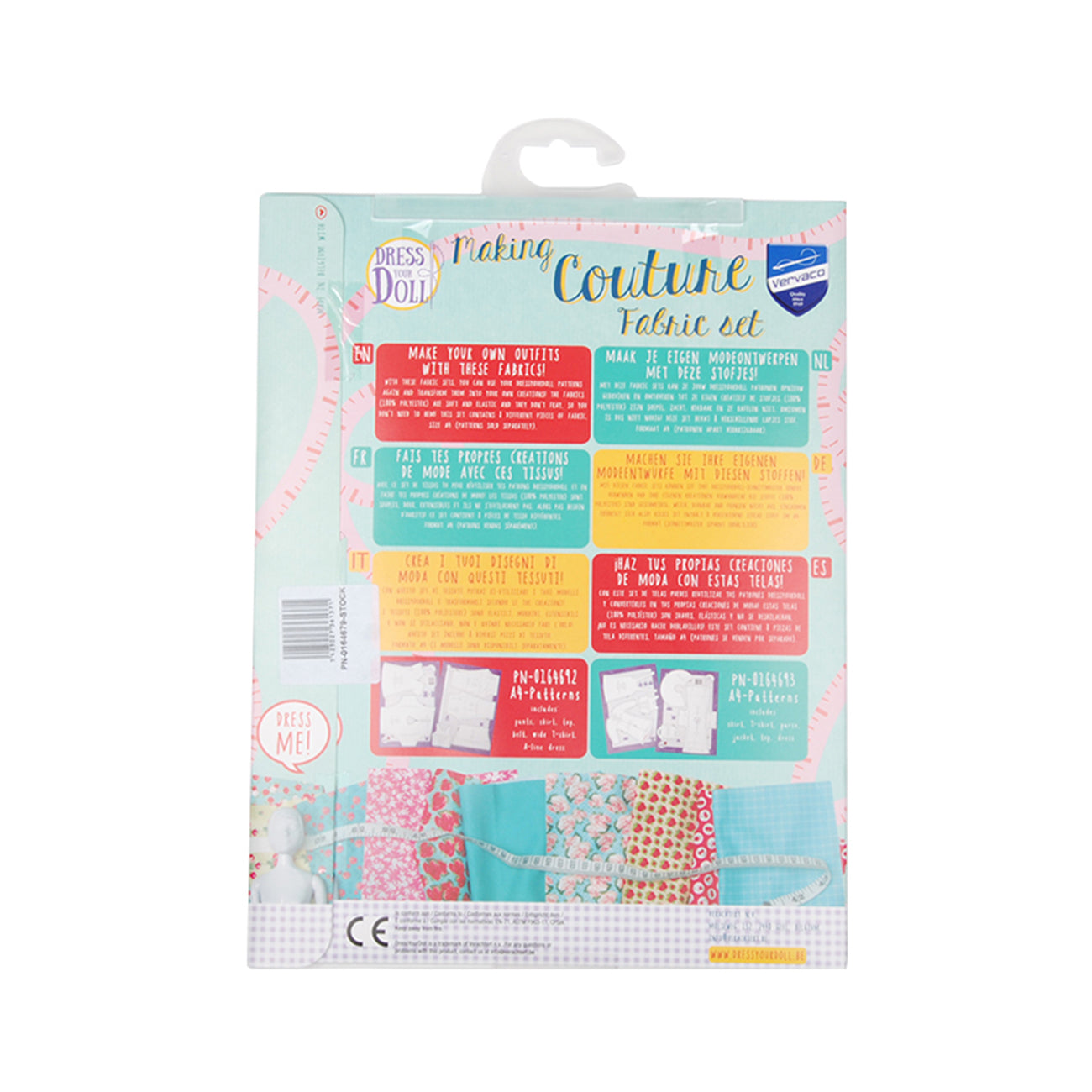 Set de materiale hainute pentru papusi Couture Multiflowers - petrol, Dress Your Doll
