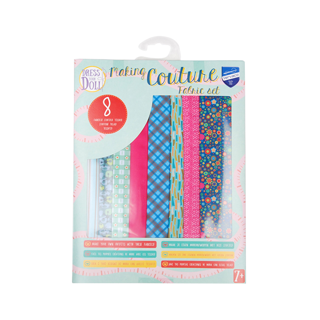 Set de materiale hainute pentru papusi Couture Multiflowers - petrol, Dress Your Doll
