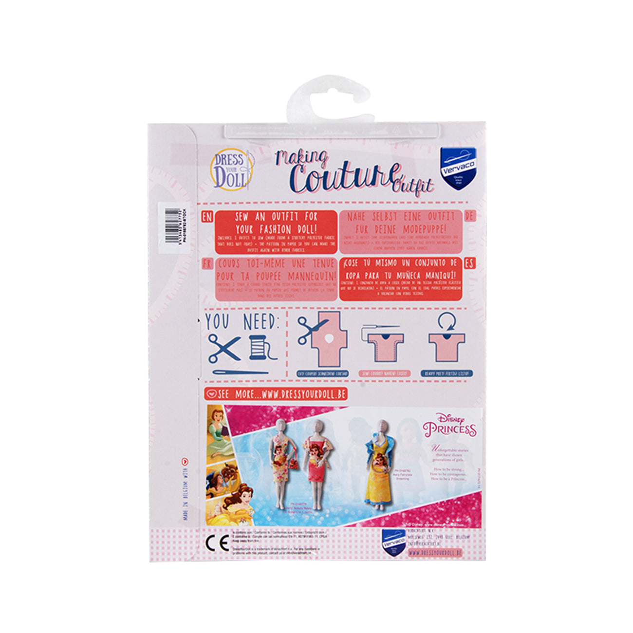 Set de croitorie hainute pentru papusi Couture Disney Dolly Beauty Roses, Dress Your Doll