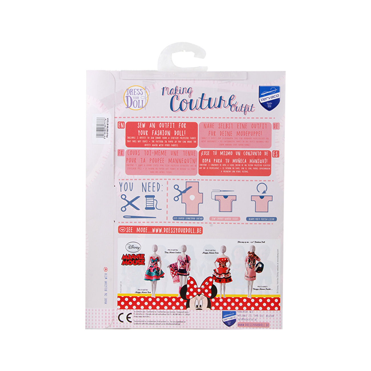 Set de croitorie hainute pentru papusi Couture Disney Maggy Minnie Bow, Dress Your Doll