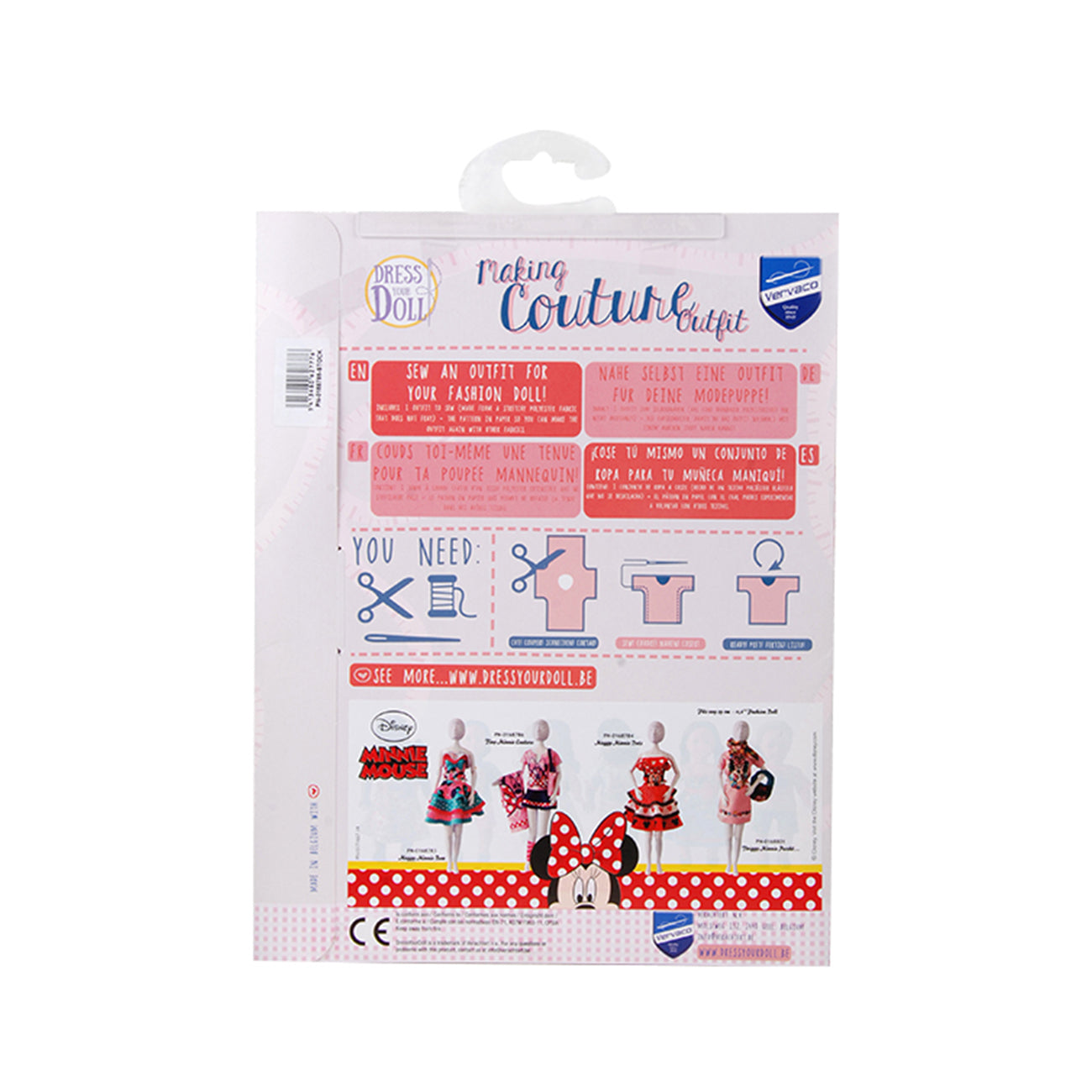 Set de croitorie hainute pentru papusi Couture Disney Maggy Minnie Dots, Dress Your Doll