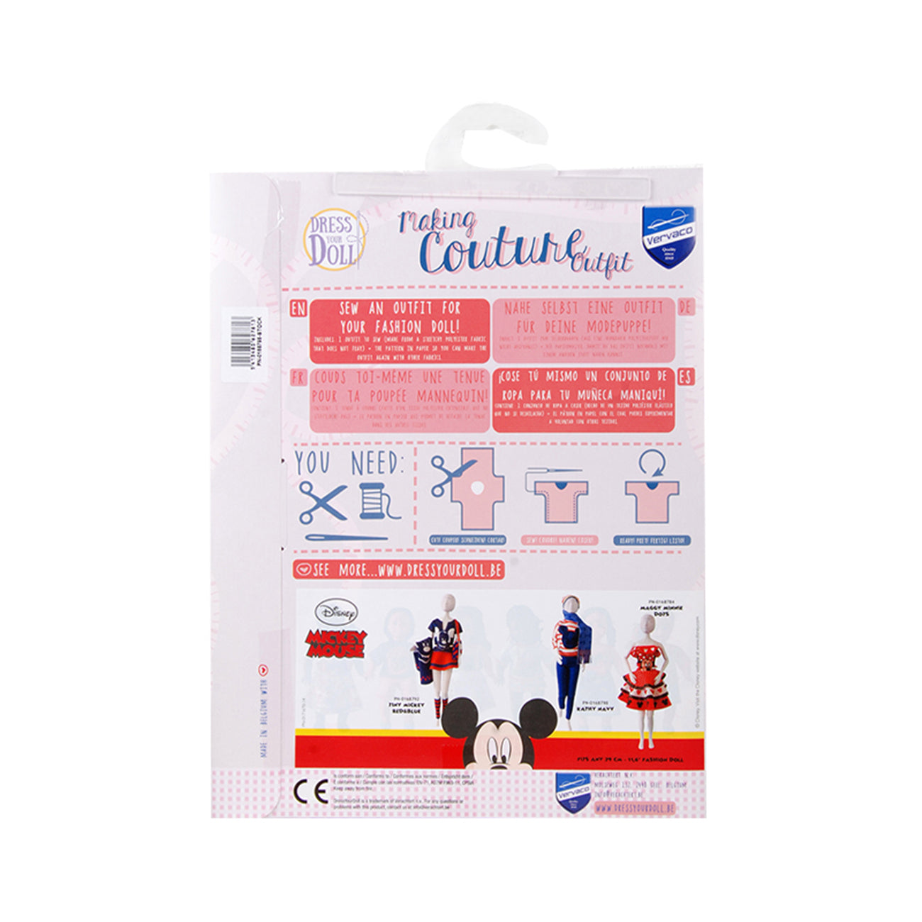 Set de croitorie hainute pentru papusi Couture Disney Tiny Mickey, Dress Your Doll