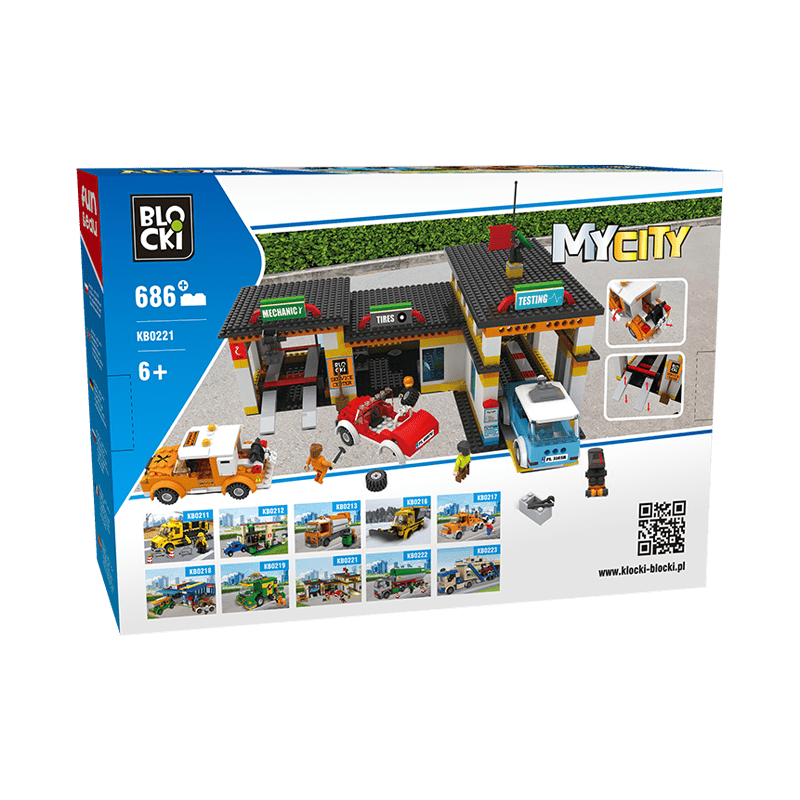 Set cuburi constructie MyCity Service auto, 686 piese, Blocki
