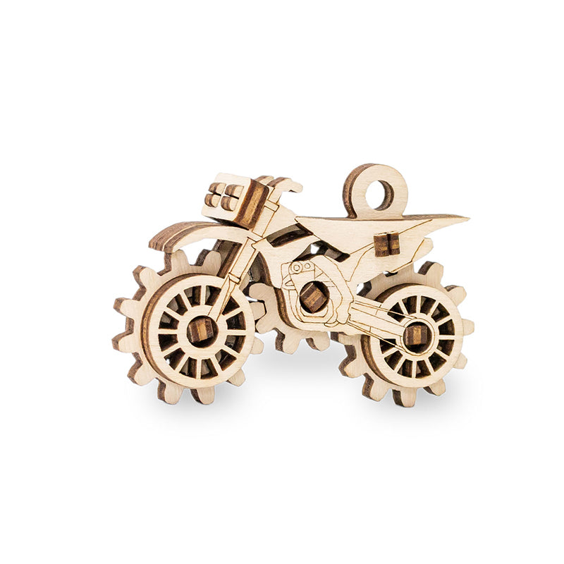 Set constructie mini cu mecanism Puzzle 3D EWICK: CROSSBIKE din lemn 11 piese @ EWA