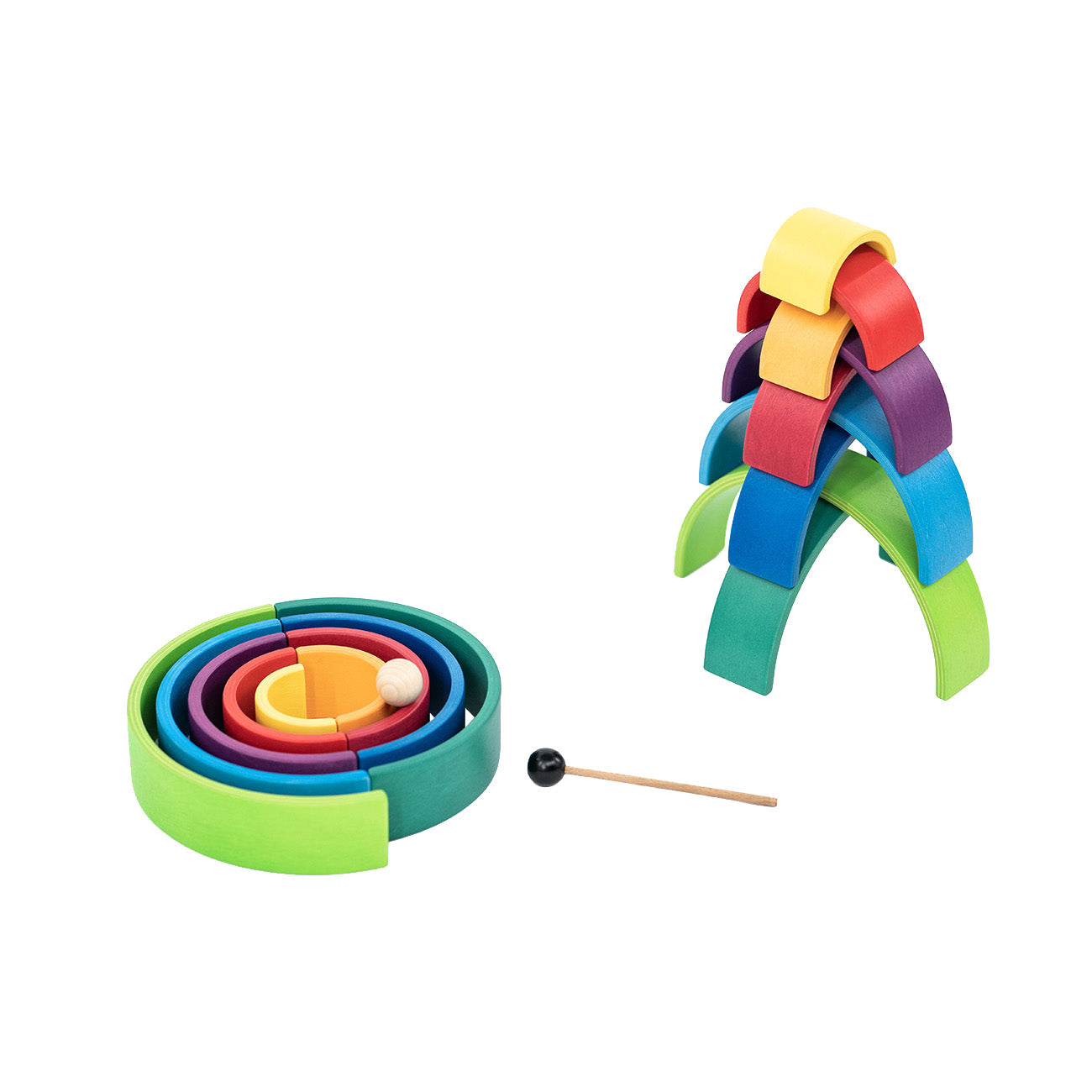 Curcubeu Montessori din lemn colorat, 9 piese @  leg&go