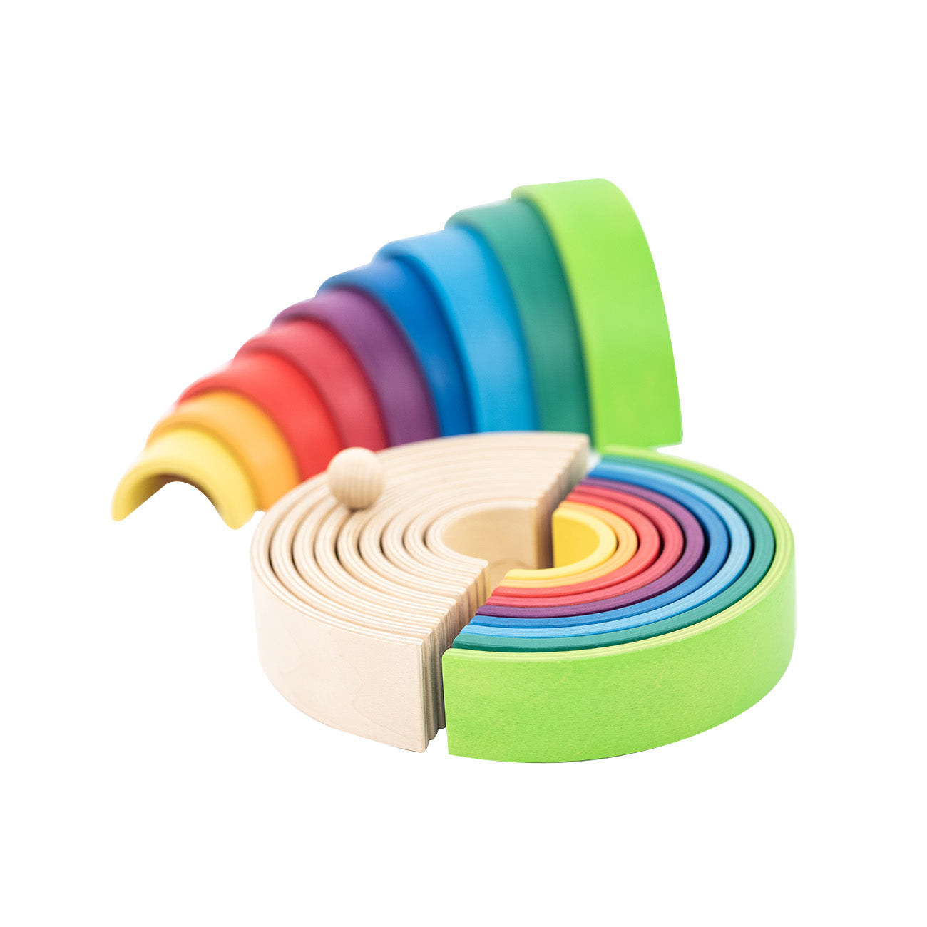 Curcubeu Montessori din lemn colorat, 9 piese @  leg&go
