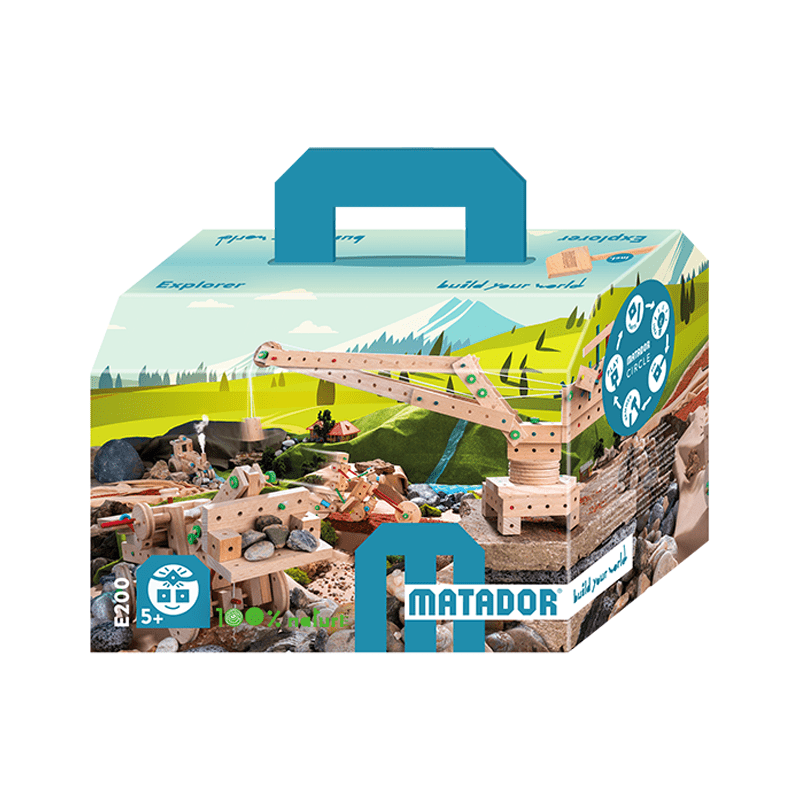 Set cuburi de constructie din lemn Explorer 200, +5 ani, Matador