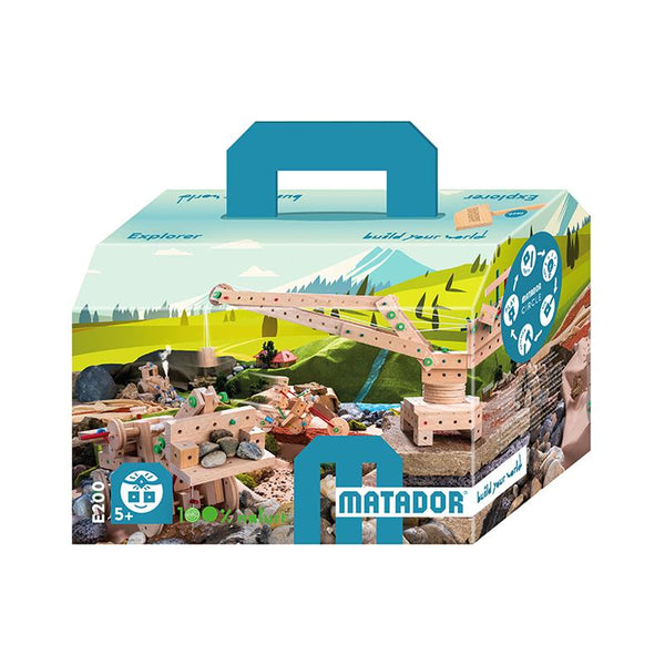 Set cuburi de constructie din lemn Explorer 200, +5 ani, Matador