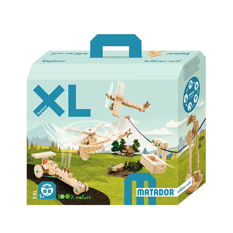 Set cuburi de constructie din lemn Explorer XL, +5 ani, Matador