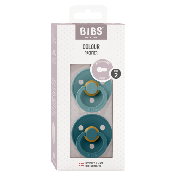 BIBS - Set 2 suzete Colour Latex, tetina rotunda, 6 luni +-Island Sea/Forest Lake