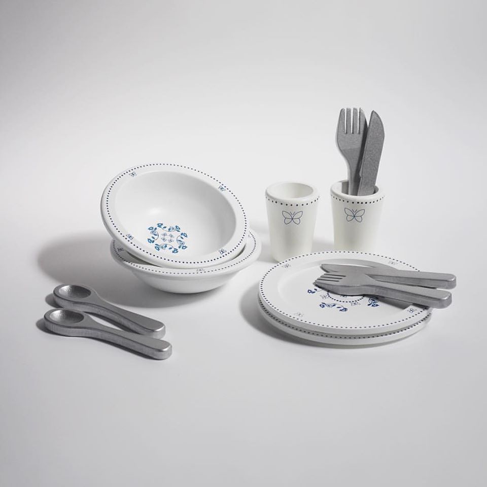 Set vesela pentru 2 persoane Royal, din lemn, MAMAMEMO