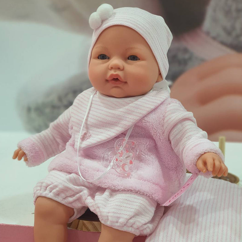 Papusa Fetita Bimba Rosa, 37 cm, Mecanism De Plans, Pleoape Miscatoare, Antonio Juan