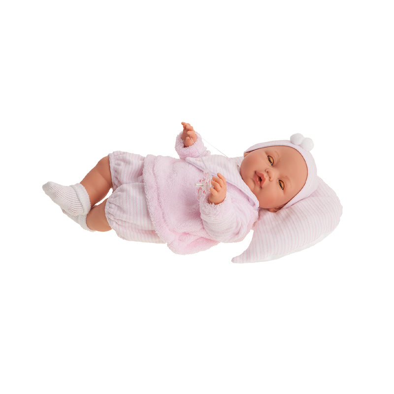 Papusa Fetita Bimba Rosa, 37 cm, Mecanism De Plans, Pleoape Miscatoare, Antonio Juan