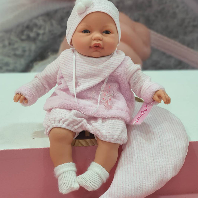 Papusa Fetita Bimba Rosa, 37 cm, Mecanism De Plans, Pleoape Miscatoare, Antonio Juan