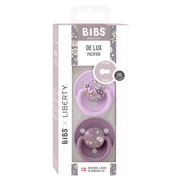 BIBS x LIBERTY - Set 2 suzete De Lux Chamomile Lawn Silicon, tetina rotunda, marime universala