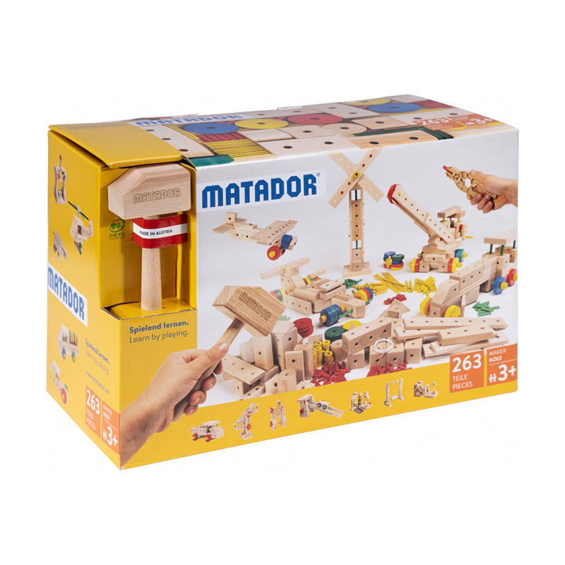 Set cuburi de constructie din lemn Maker 263 piese, +3 ani Matador