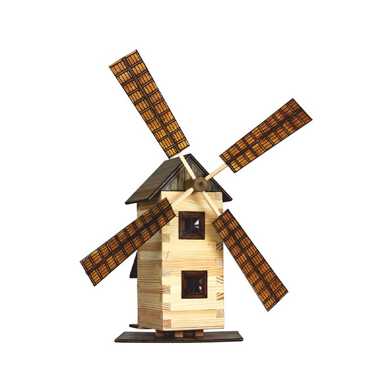 Set constructie arhitectura Moara de vant, 137 piese din lemn, Walachia - Manute Creative