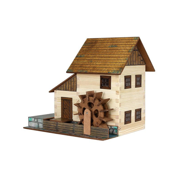 Set constructie arhitectura Moara de apa, 196 piese din lemn, Walachia - Manute Creative