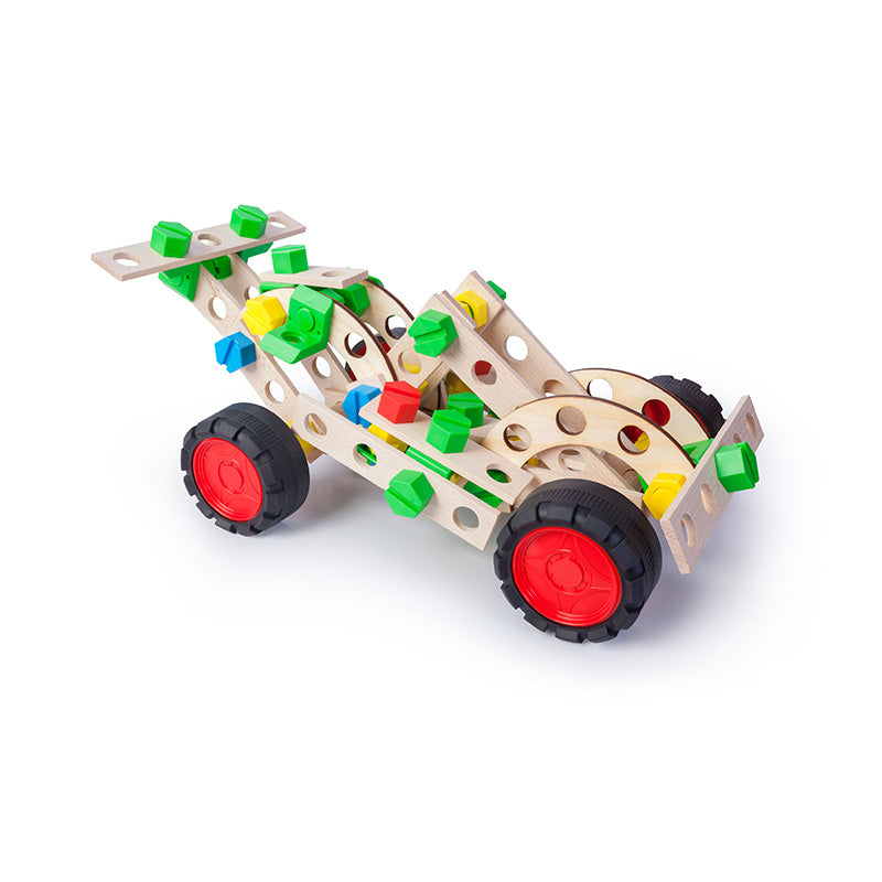 Set constructie 107 piese din lemn Masina Sport 3in1, +4 ani, Alexander Constructor Junior