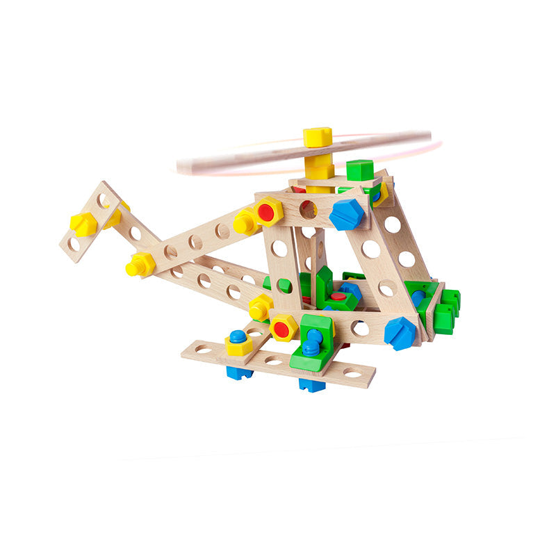 Set constructie 80 piese din lemn Constructor Junior- Elicopter 3 in 1, +4 ani, Alexander