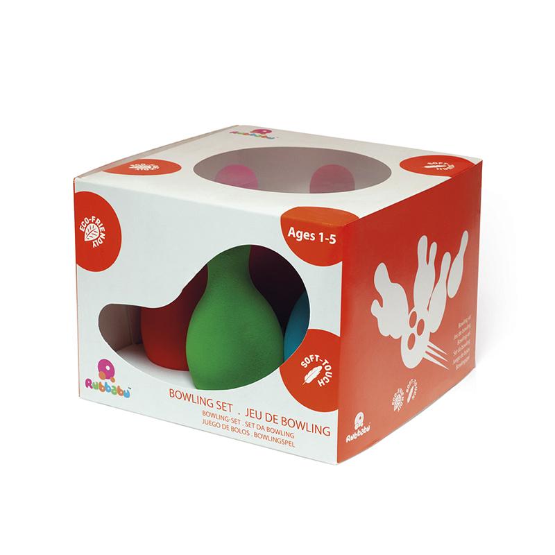 Joc educativ bowling din cauciuc natural, Rubbabu - Manute Creative