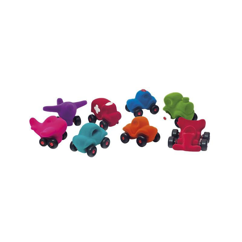 Set asortat 8 vehicule cauciuc natural M1, 12 cm, Rubbabu