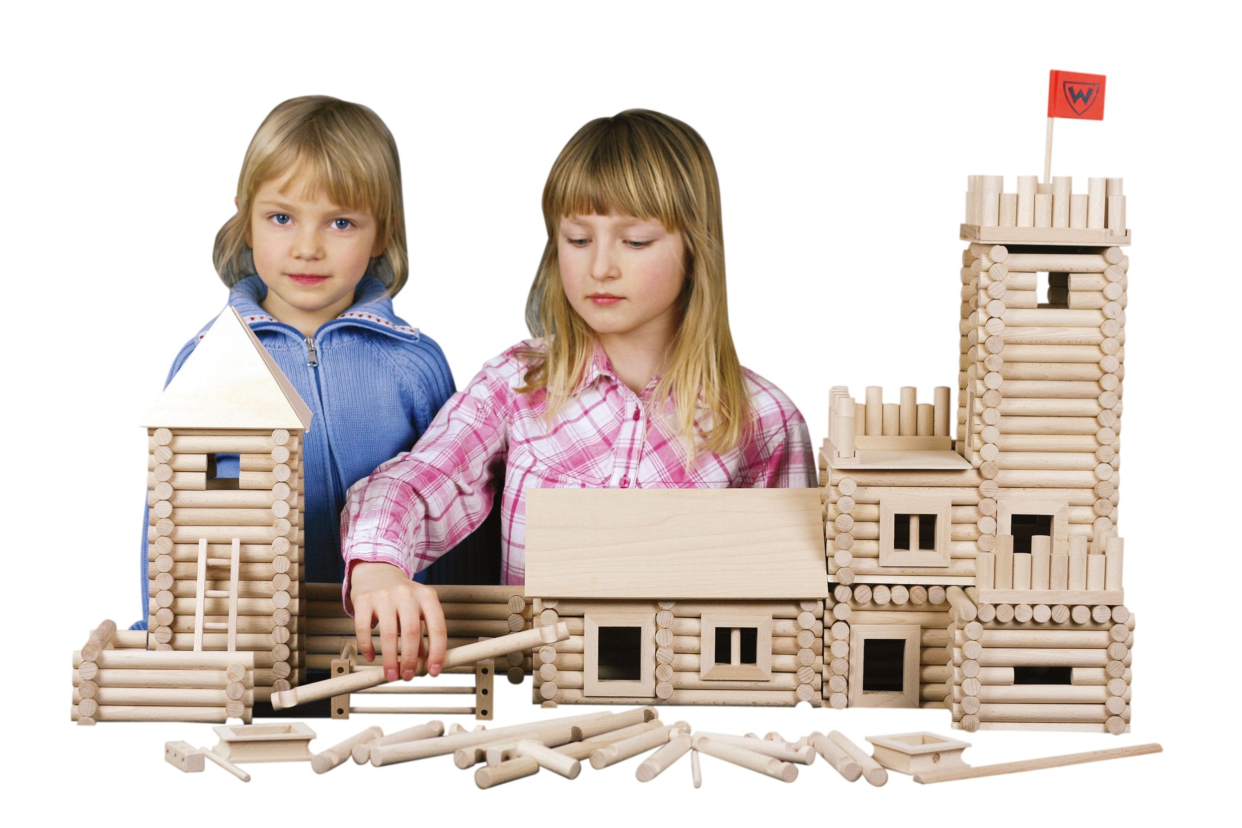 Set constructie arhitectura Vario XL, 184 piese din lemn, Walachia - Manute Creative