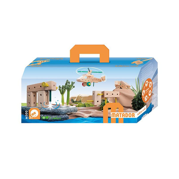 Set cuburi de constructie din lemn Maker 300, +3 ani, Matador