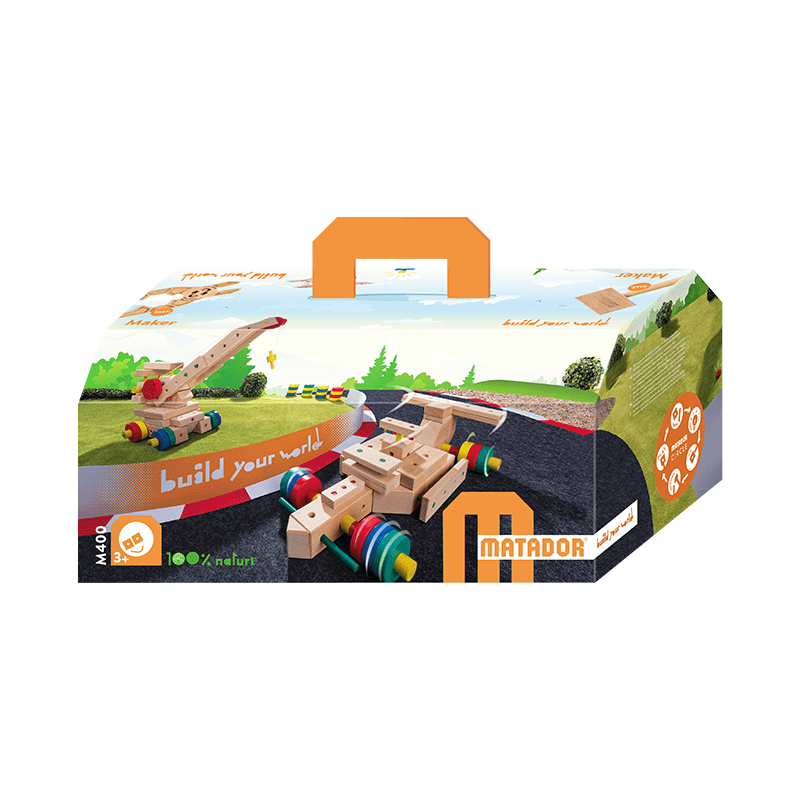 Set cuburi de constructie din lemn Maker 400, +3 ani, Matador