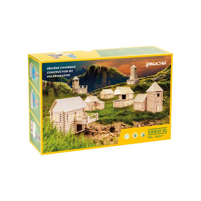 Set constructie arhitectura Vario XL, 184 piese din lemn, Walachia - Manute Creative
