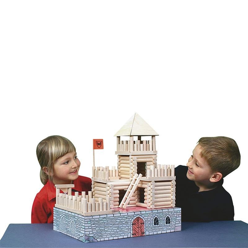 Set constructie arhitectura Vario Fort, 194 piese din lemn, Walachia - Manute Creative