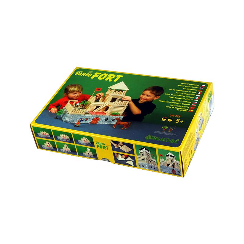 Set constructie arhitectura Vario Fort, 194 piese din lemn, Walachia - Manute Creative