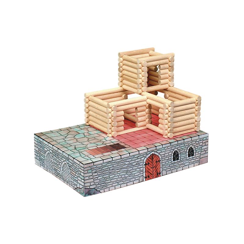 Set constructie arhitectura Vario Fort, 194 piese din lemn, Walachia - Manute Creative