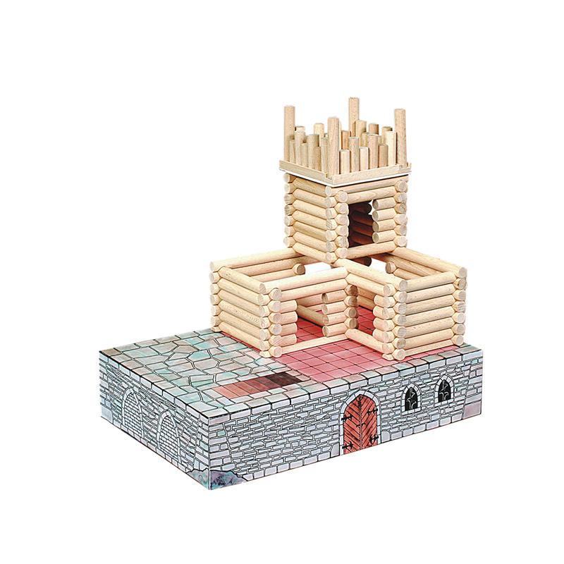 Set constructie arhitectura Vario Fort, 194 piese din lemn, Walachia - Manute Creative