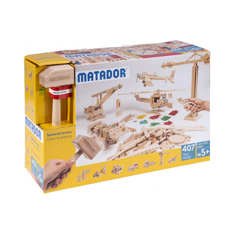 Set cuburi de constructie din lemn Explorer 407 piese, +5 ani Matador