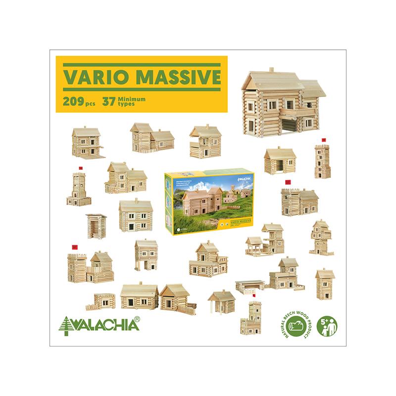 Set constructie arhitectura Vario Massive, 209 piese mari din lemn, Walachia - Manute Creative