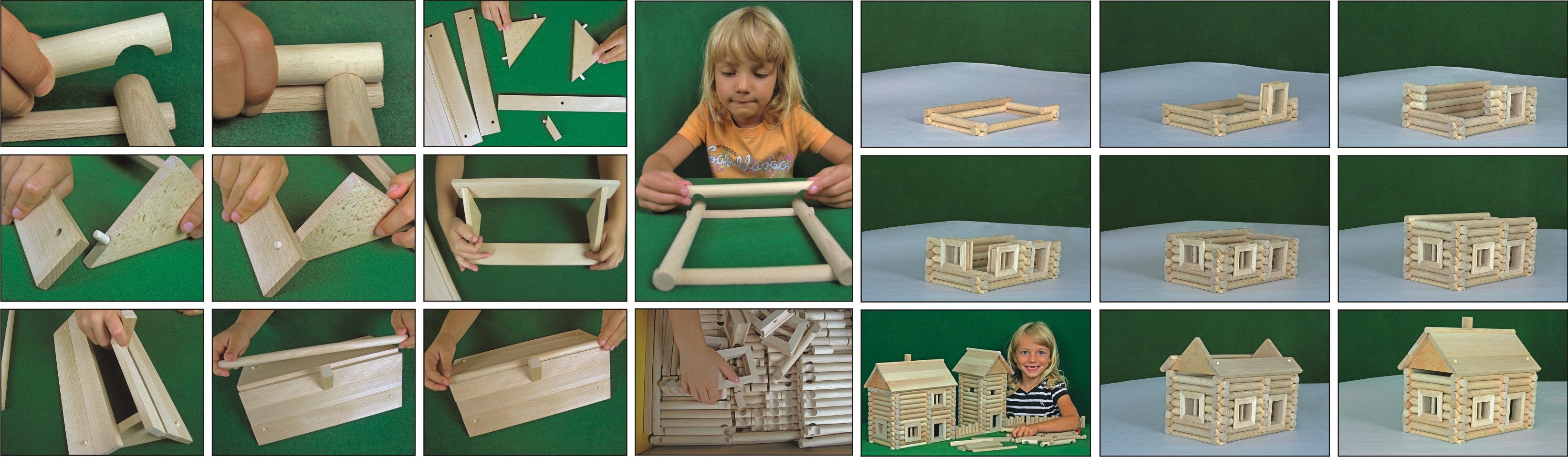 Set constructie arhitectura Vario Massive, 209 piese mari din lemn, Walachia - Manute Creative