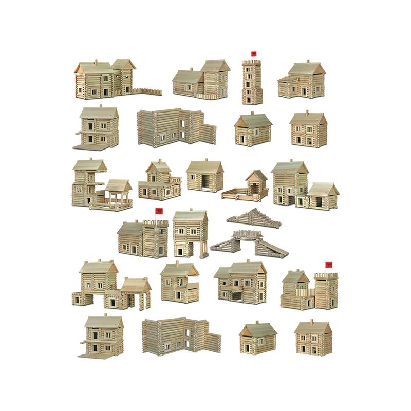 Set constructie arhitectura Vario Massive, 209 piese mari din lemn, Walachia - Manute Creative