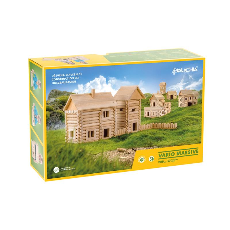 Set constructie arhitectura Vario Massive, 209 piese mari din lemn, Walachia - Manute Creative