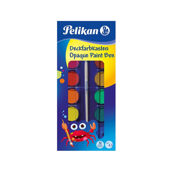 Set 12 acuarele detasabile + alb de zinc + pensula Pelikan 