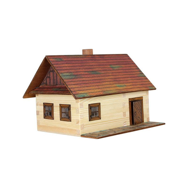 Set constructie arhitectura Casa din busteni, 100 piese din lemn, Walachia - Manute Creative