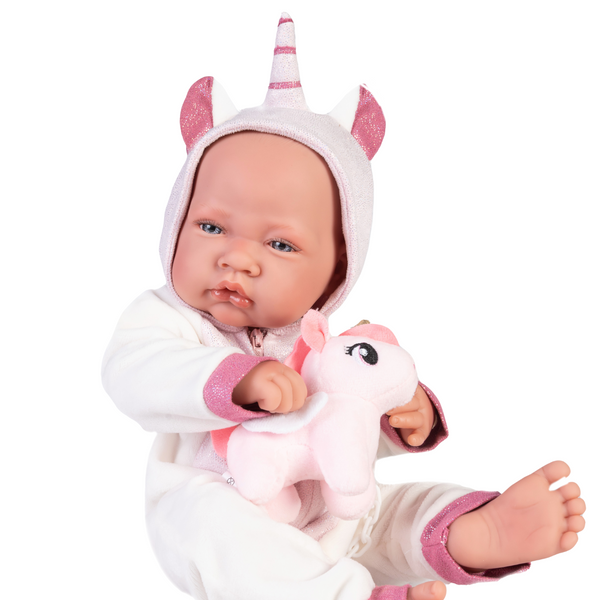 Papusa Nou-nascut In Pijama Unicorn, 42 cm, Antonio Juan