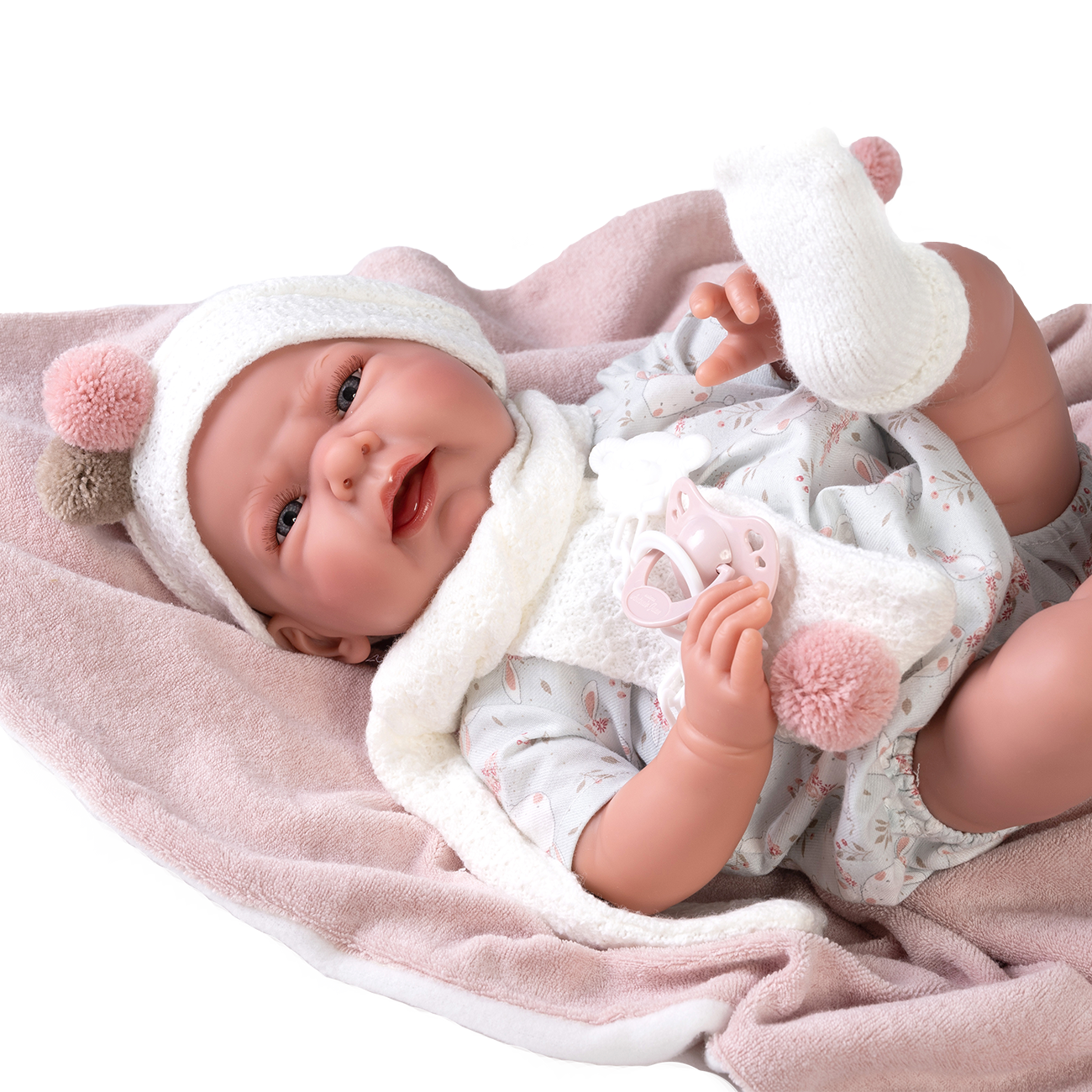 Papusa Bebe Realist Lea Cu Paturica Pufoasa, 42 cm, Antonio Juan
