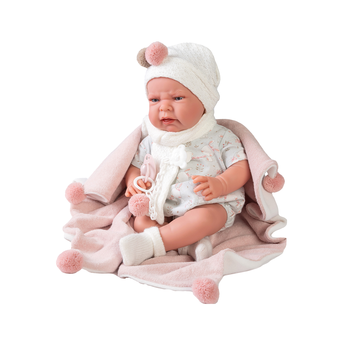 Papusa Bebe Realist Lea Cu Paturica Pufoasa, 42 cm, Antonio Juan