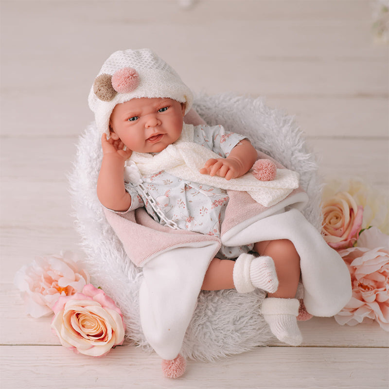 Papusa Bebe Realist Lea Cu Paturica Pufoasa, 42 cm, Antonio Juan