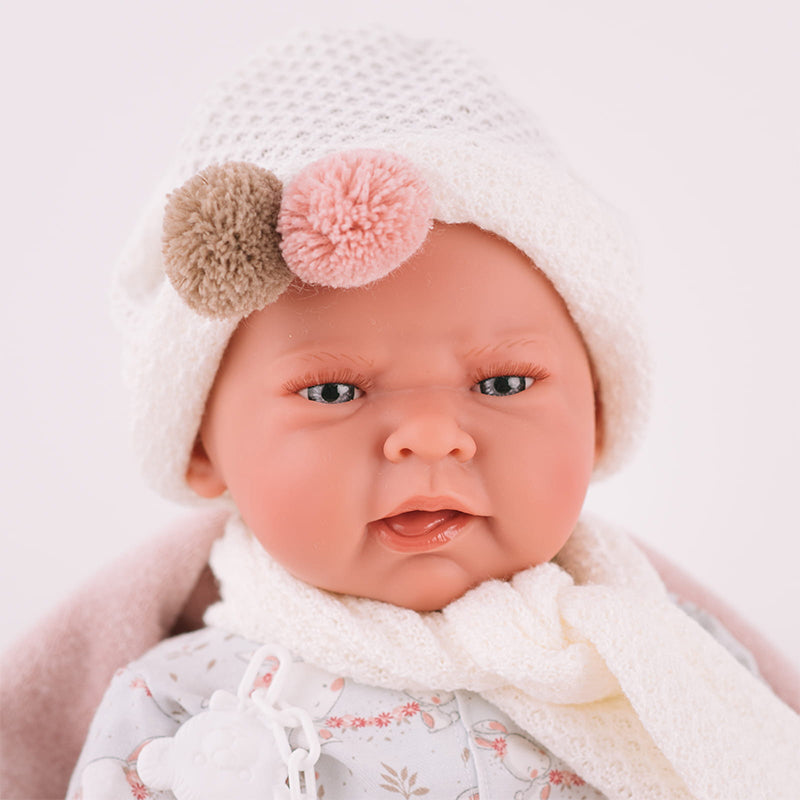 Papusa Bebe Realist Lea Cu Paturica Pufoasa, 42 cm, Antonio Juan