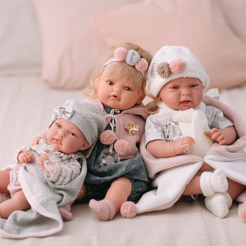 Papusa Bebe Realist Lea Cu Paturica Pufoasa, 42 cm, Antonio Juan