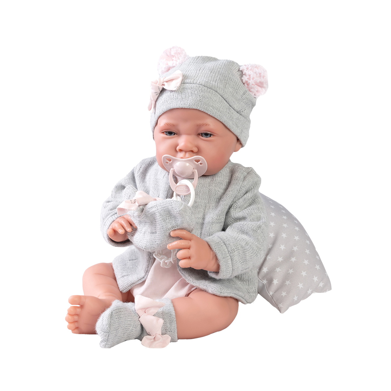 Papusa Bebe, Nacida Cu Pernuta, Cu Articulatii, Gri, Antonio Juan
