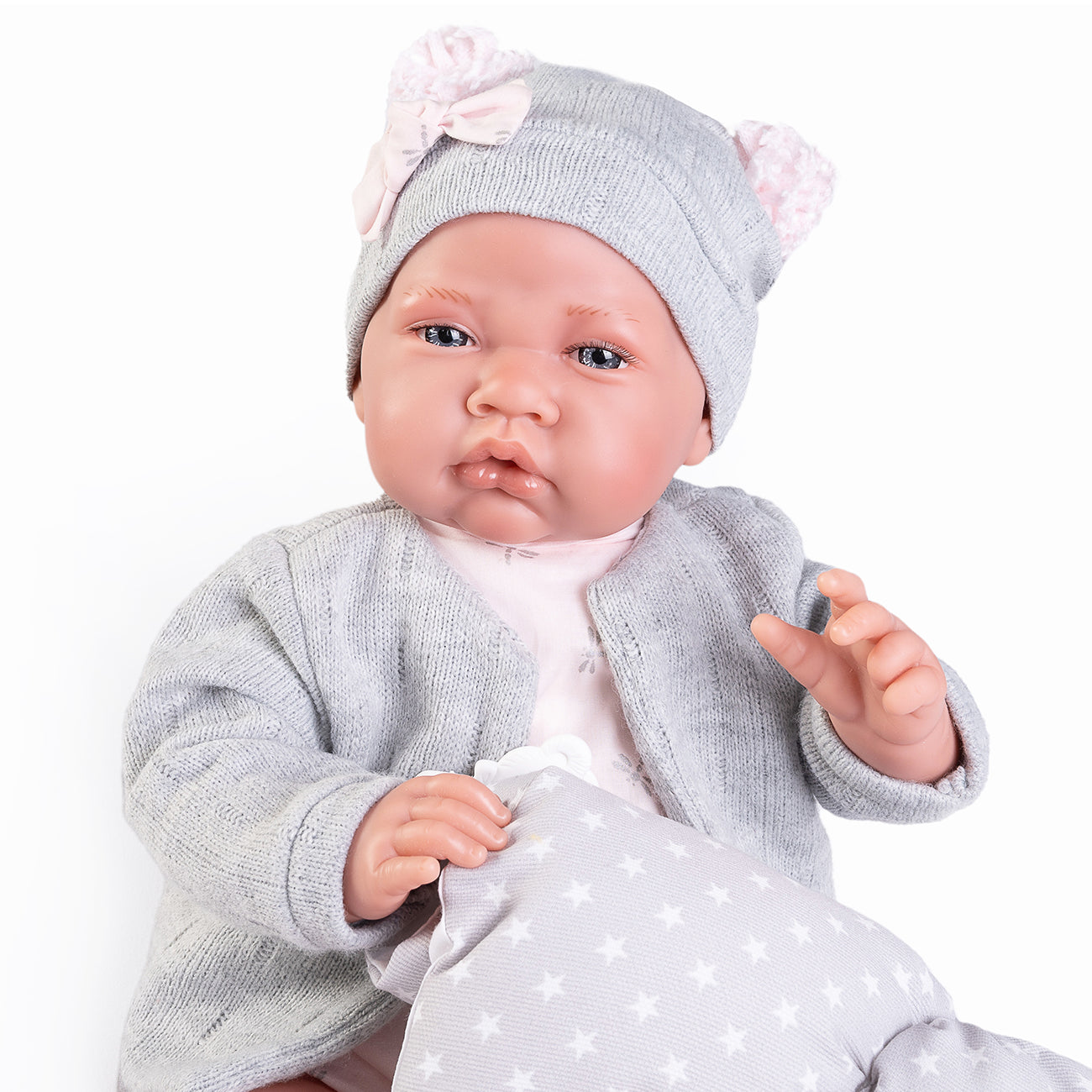 Papusa Bebe, Nacida Cu Pernuta, Cu Articulatii, Gri, Antonio Juan